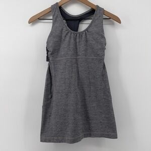 Lululemon Turbo Tank Top Built In‎ Bra Heather Gray Women 6 Racerback Athleisure
